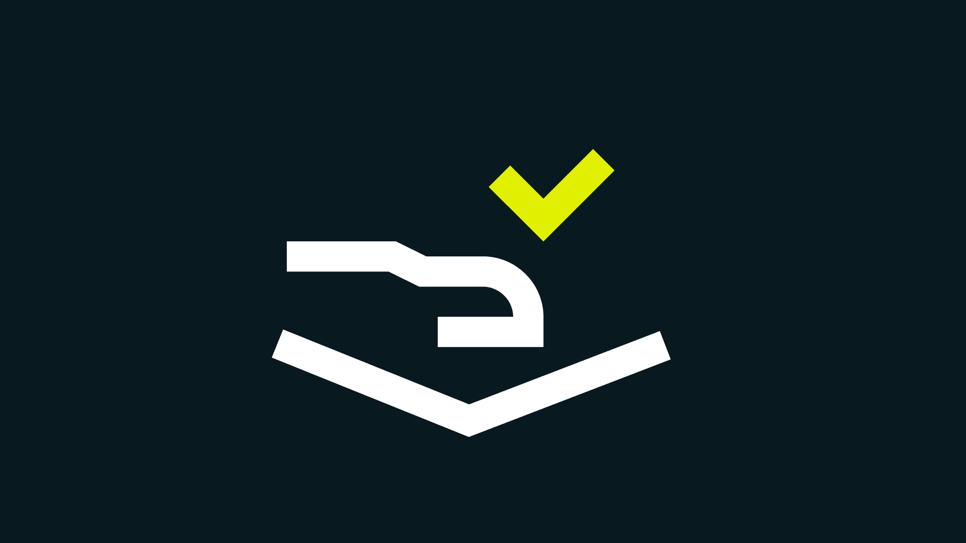 An icon showing a hand holding a checkmark, symbolizing a comprehensive solution.