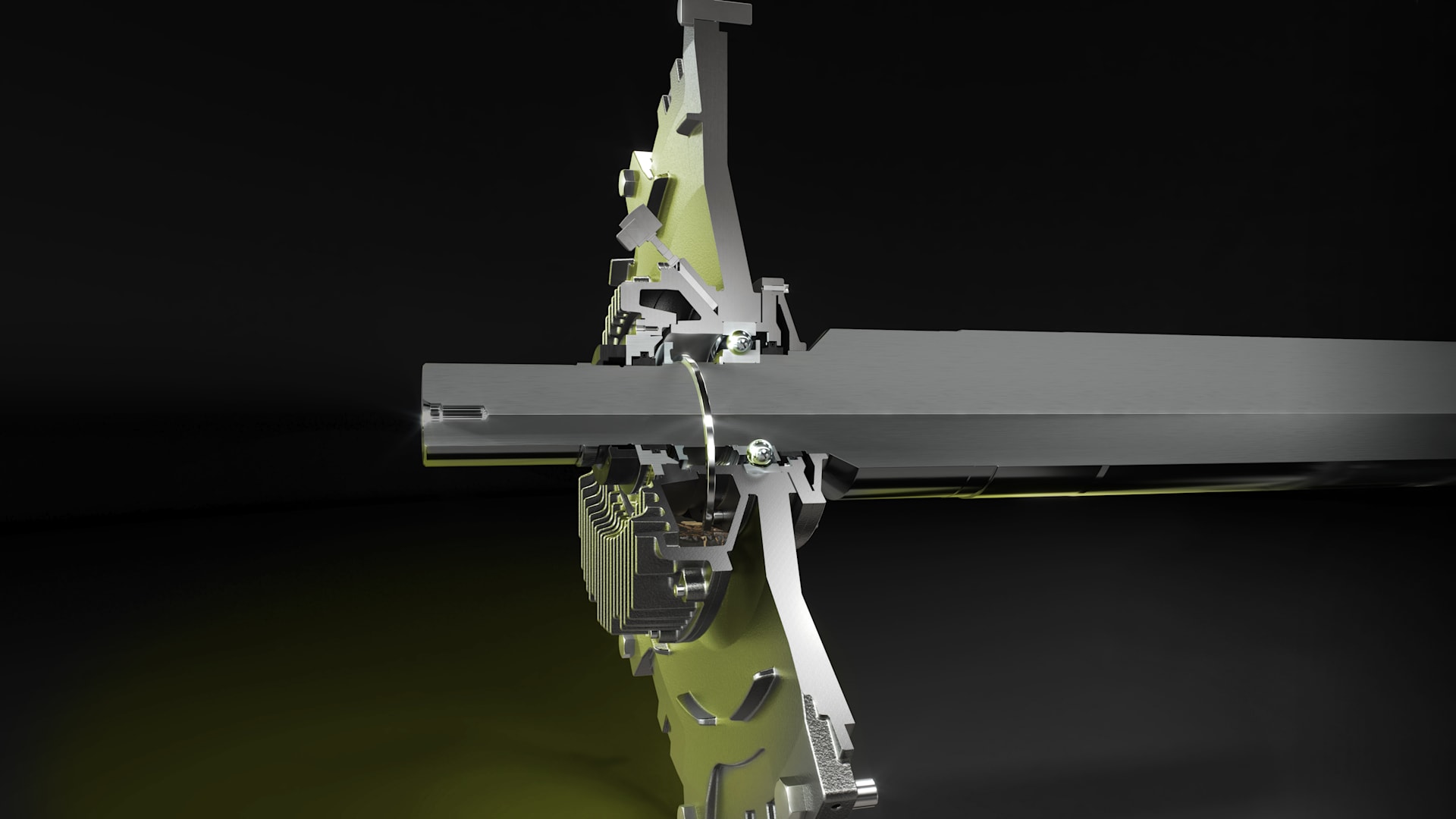 Graphical representation of the cross-section of an oil-lubricated rolling bearing