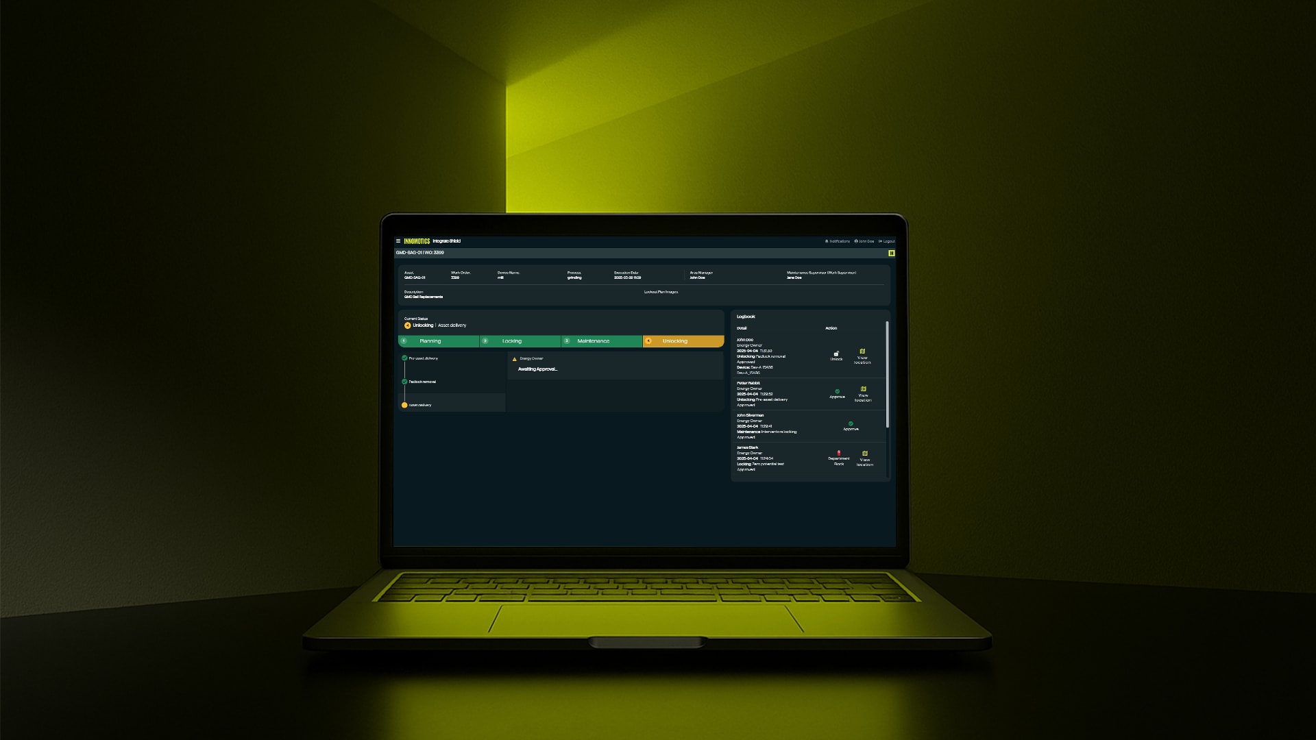 A laptop with the Integrate Shield desktop version.