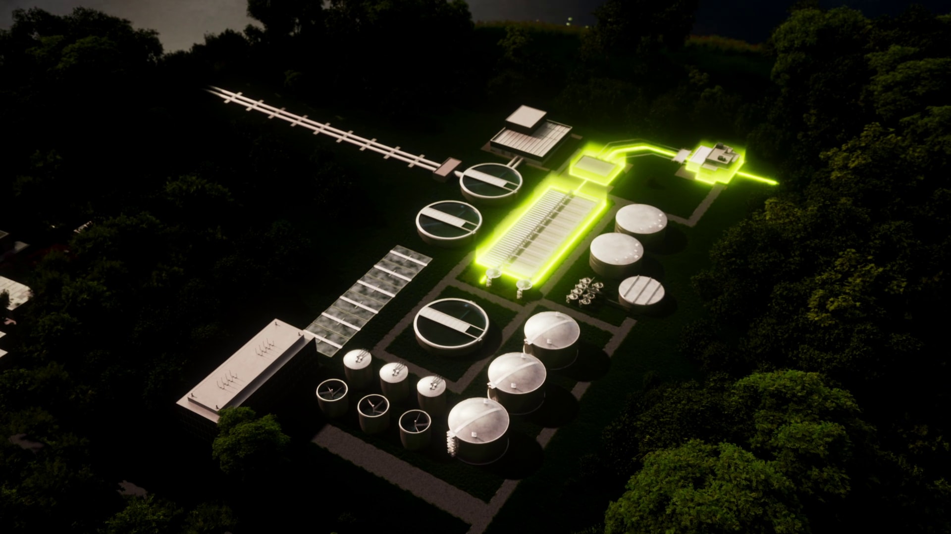 Rendering of a wastewater treatment plant Rendering of a wastewater treatment plant